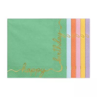 PartyDeco Serwetki Happy Birthday 33x33cm