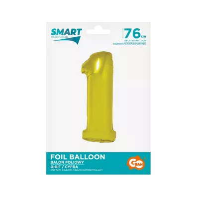Godan Balon foliowy cyfra 1 z�ota Smart 76cm