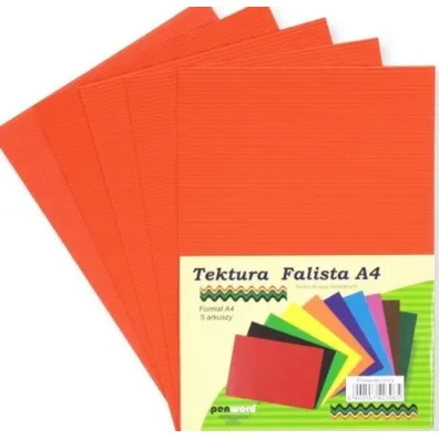 Penword Tektura A4 falista pomara�czowa 5 szt.