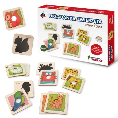 Puzzle Edukacyjne dopasuj kszta�ty i cienie zwierz�tka Askato