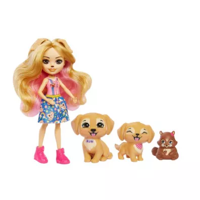 Enchantimals Rodzina Pieski. Retrievery Gerika Golden Retriever. Lalka + figurki HHB85 Mattel