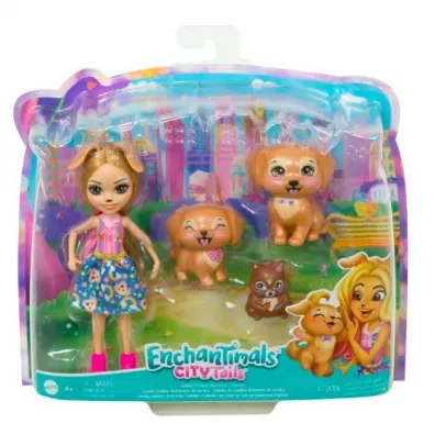Enchantimals Rodzina Pieski. Retrievery Gerika Golden Retriever. Lalka + figurki HHB85 Mattel