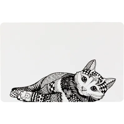Trixie Podk�adka pod miski Zentangle, 44 x 28 cm, bia�o/czarna