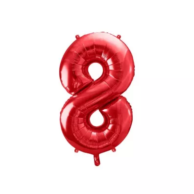PartyDeco Balon foliowy 8 czerwony 86cm