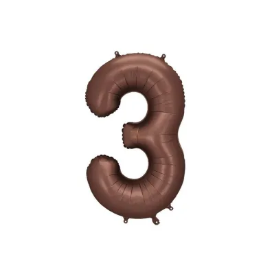 Balon foliowy cyfra 3 86cm mocca