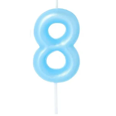�wieczka na tort - cyferka Candy 8 niebieska 6cm