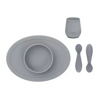 Ezpz Komplet pierwszych naczy silikonowych First Foods Set szary