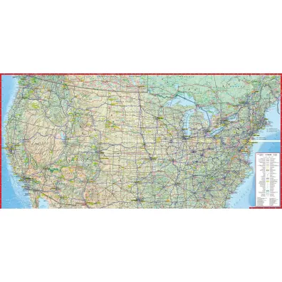 Usa laminowana mapa samochodowo-turystyczna 1:4 750 000
