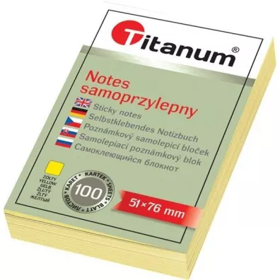 Titanum Notes samoprzylepny ��ty 51x76mm 100 kartek