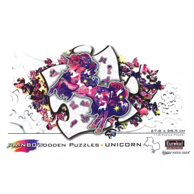 Puzzle drewniane kolorowe 110 el. Jednoro�ec Eureka 3D