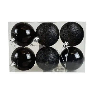 Bombki czarno-brokatowe 6 szt.