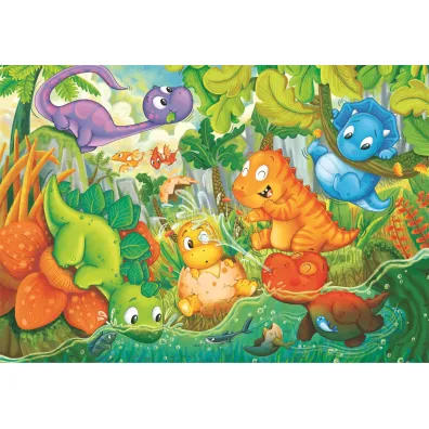 Puzzle 24 el. Maxi SuperColor. Dinos Happy Oasis Clementoni