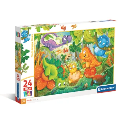 Puzzle 24 el. Maxi SuperColor. Dinos Happy Oasis Clementoni