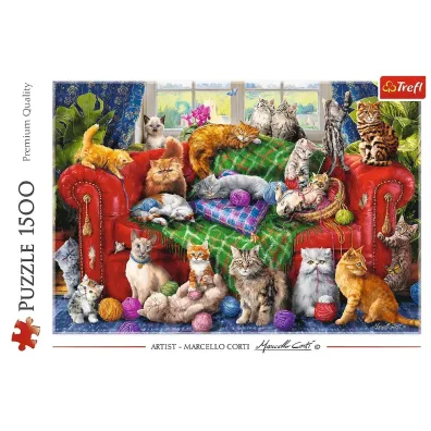 Puzzle 1500 el. Kociaki na sofie Trefl