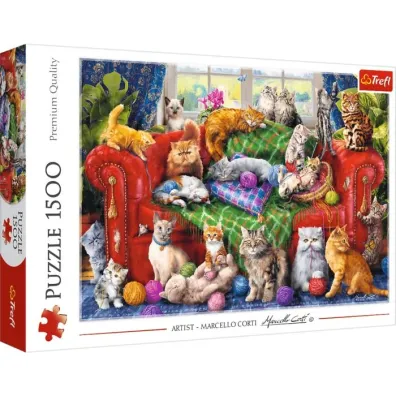 Puzzle 1500 el. Kociaki na sofie Trefl