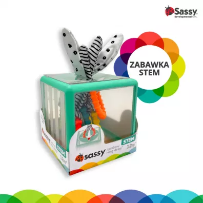 Sassy Manipulacyjna kostka sensoryczna Montessori – elastyczna kostka sorter z kr��kami