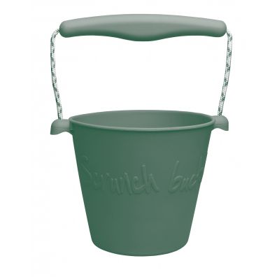 Skadane wiaderko do wody i piasku scrunch bucket - ciemny zielony
