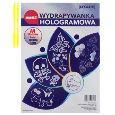 Zestaw kreatywny Wydrapywanka A4/10ARK holograf srebrna T�cza FOL SDM 427468 Polsirhurt