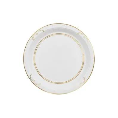PartyDeco Talerzyki papierowe z ornamentem bia�e 23cm 6 szt