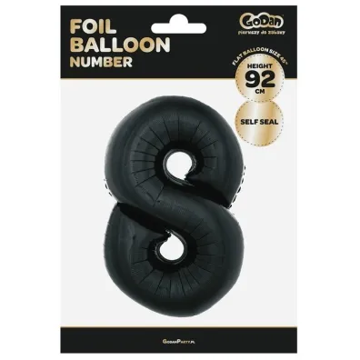 Godan Balon foliowy cyfra 8 czarny 92cm