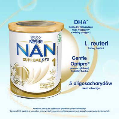 Nestle Nan Supreme Pro 1 HM-O Mleko pocztkowe dla niemowlt od urodzenia 800 g