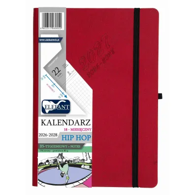Kalendarz 2026/2028 18 m-cy. Hip hop B5 tygodniowy czerwony