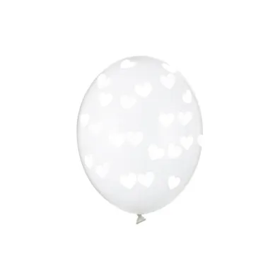 PartyDeco Balony Serduszka Crystal Clear 30cm