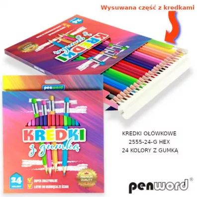 Polsirhurt Kredki o��wkowe z gumk� 24 szt.