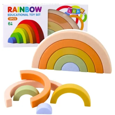 T�czowa uk�adanka gumowe t�cza pastelowa 5el. LeanToys