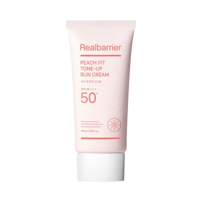 Real Barrier Krem przeciws�oneczny korea�ski nawil�aj�co - roz�wietlaj�cy do twarzy peach fit tone-up spf 50 50 ml