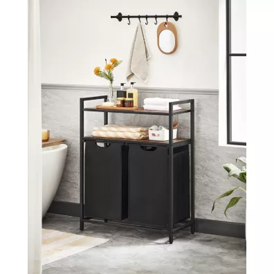 Songmics Kosz na pranie stojcy LOFT 2 komory