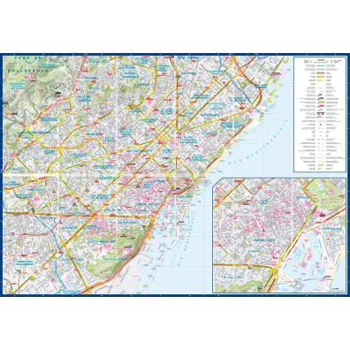Barcelona city street map 1:20 000 laminat 2025