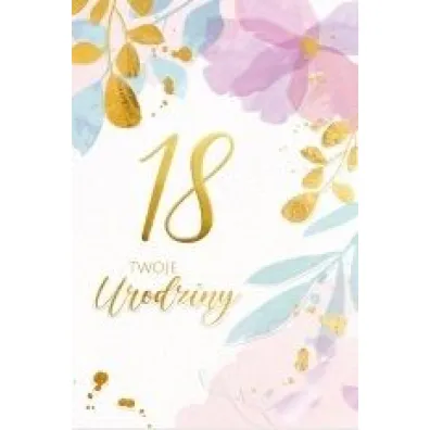 Karnet B6 LUX 18 urodziny, kwiaty - Dl Kk