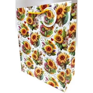 Fresh Torebka ozdobna matowa s�oneczniki 26x32x12cm