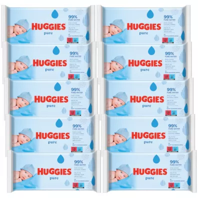 Huggies Chusteczki nawilane Pure Zestaw 10 x 56 szt.