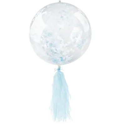Arpex Balon PCV Prze�roczysty z konfetti z fr�dzlami BLF5740 niebieski