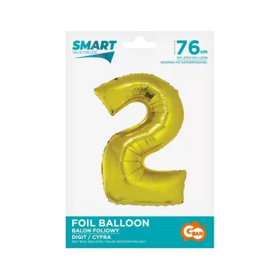 Godan Balon foliowy cyfra 2 zota Smart 76cm