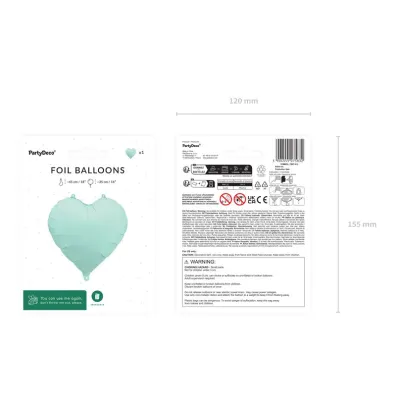 PartyDeco Balon foliowy Serce ziele� 45cm