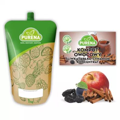 Purena Koncentrat kompotu owocowego liwka-jabko-cynamon na 6l 1 kg