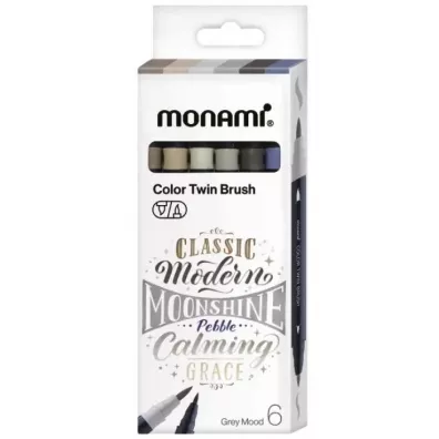 Monami Dwustronne pisaki pdzelkowe grey 6 szt.