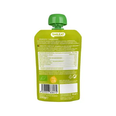 Smileat Mus z ekologicznymi jagodami i awokado po 6 miesi�cu Zestaw 6 x 100 g Bio