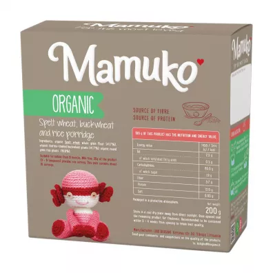 Mamuko Ekologiczna Kaszka Orkiszowo - Gryczano - Ryowa 200 g Bio