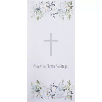Karnet Chrzest DL C19 - Krzy� kwiaty niebieski