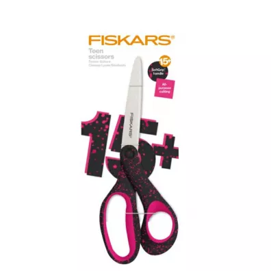 Fiskars Noyczki dla nastolatkw 20cm czarne w rowe kropki