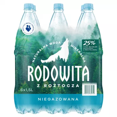 Rodowita z Roztocza Woda mineralna niegazowana paleta zestaw 76 x 6 x 1.5 l