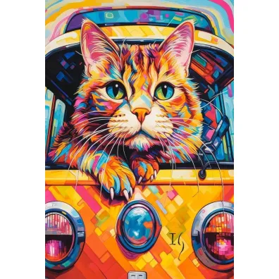 Puzzle 1000 el. Cat Bus Travel Castorland