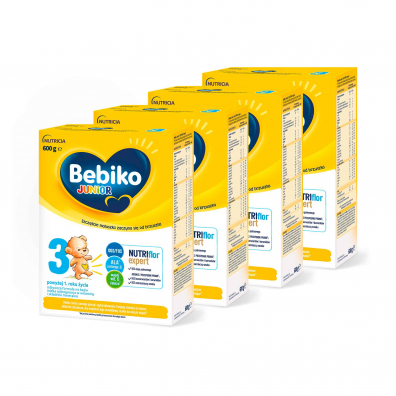 Bebiko Junior 3 Odżywcza formuła na bazie mleka dla dzieci powyżej 1. roku życia Zestaw 4 x 600 g