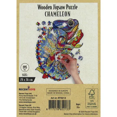 Puzzle 195 drewniane Kameleon Recent Toys
