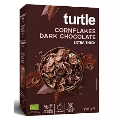 Turtle P�atki �niadaniowe kukurydziane w polewie z ciemnej czekolady bezglutenowe 250 g Bio