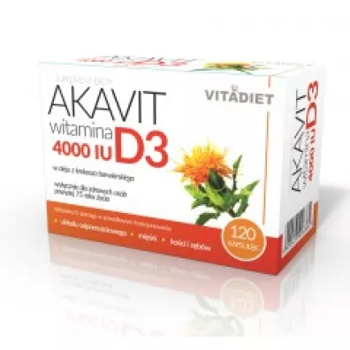 Vitadiet Akavit Witamina D3 4000 IU Suplement diety 120 kaps.